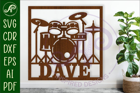 Drums name sign design for laser cutting or cards SVG APInspireddesigns 