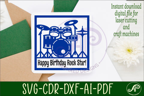 Drums name sign design for laser cutting or cards SVG APInspireddesigns 