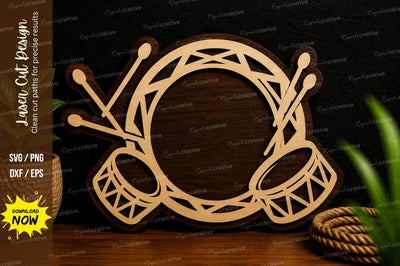 Drumsticks And Drum Frame Laser Cut SVG File SVG Regulrcrative 