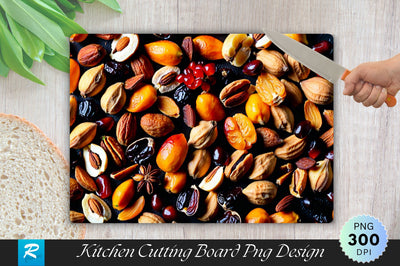 Dry Fruits Background Cutting Board Sublimation Regulrcrative 