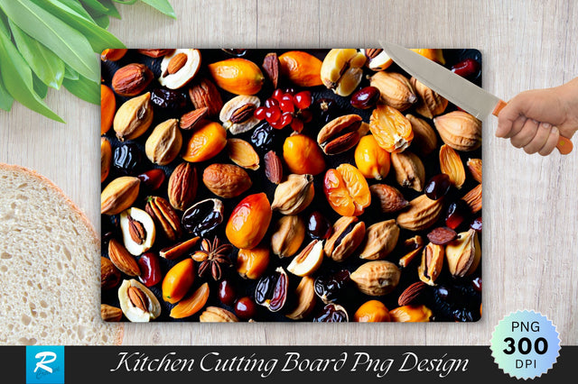 Dry Fruits Background Cutting Board Sublimation Regulrcrative 