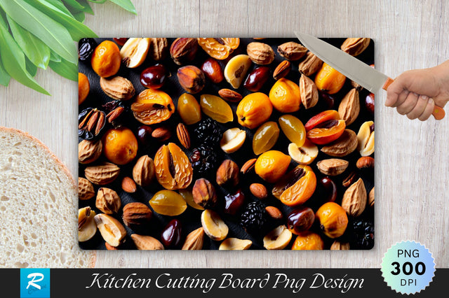Dry Fruits Background Cutting Board Sublimation Regulrcrative 