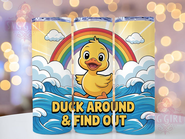 Duck Around & Find Out 20oz Tumbler, Duck Around & Find Out Tumbler, Humor Sublimation Wrap, Animal Lover Design, Cute PNG, 20oz Tumbler Wrap Sublimation SvggirlplusArt 