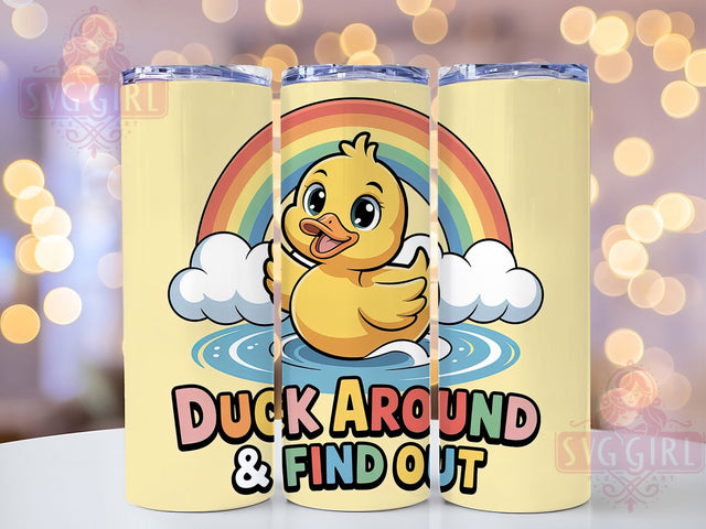 Duck Around & Find Out 20oz Tumbler, Duck Around & Find Out Tumbler, Humor Sublimation Wrap, Animal Lover Design, Cute PNG, 20oz Tumbler Wrap Sublimation SvggirlplusArt 
