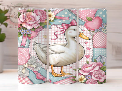 Duck Bow Floral Collage Glow 20oz Tumbler, Duck Motif, Bow Accent, Floral Collage, Glow Effect, Rustic Charm, Skinny Tumbler, Sublimation PNG Sublimation Lara' s Designs 