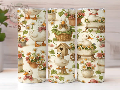 Duck Daisy Basket Glow 20oz Tumbler, Duck Motif, Daisy Flower, Basket Design, Glow Effect, Rustic Charm, Skinny Tumbler, Sublimation PNG Sublimation Lara' s Designs 