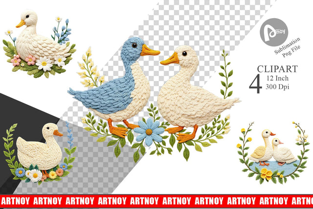 Duck Embroidery Clipart Sublimation artnoy 