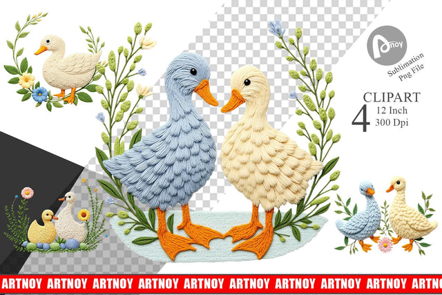 Duck Embroidery Clipart Sublimation artnoy 
