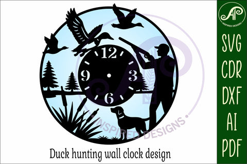Duck hunting clock wall clock laser cut files SVG APInspireddesigns 