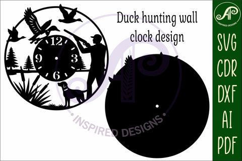Duck hunting clock wall clock laser cut files SVG APInspireddesigns 