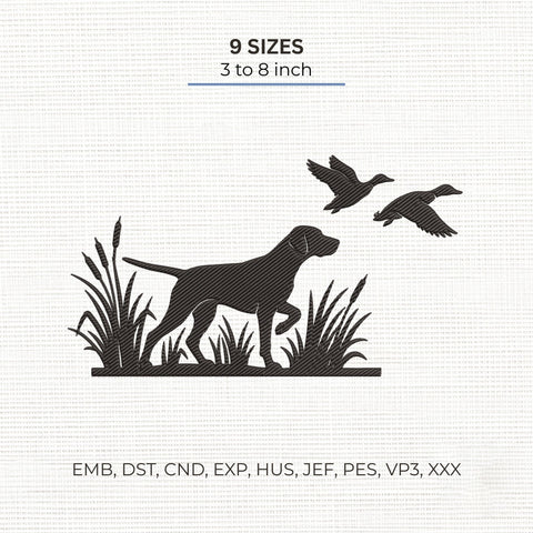 Duck Hunting Dog Embroidery Design – Labrador Retriever Goose Hunting Silhouette Machine Embroidery File Embroidery/Applique DESIGNS PatternFeed8 