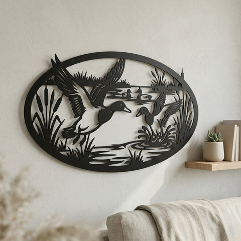 Duck Hunting Metal Sign SVG | Duck Scene Plasma CNC File | Hunting Wall Art DXF Eps Png | Laser Cut Waterfowl Design | Rustic Cabin Decor SVG HappyDesignStudio 