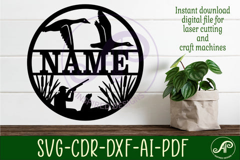 Duck hunting name wall art sign, SVG file SVG APInspireddesigns 