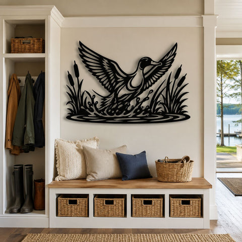 Duck Landing Water Laser SVG | Duck in Marsh DXF | Waterfowl Plasma CNC Cut File | Laser Cut Svg | Hunting Decor | Cnc Metal Art SVG HappyDesignStudio 