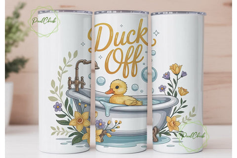 Duck Off 20oz Tumbler Wrap Sublimation PixelChick 