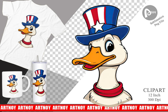 Duck Patriotic Clipart Sublimation artnoy 