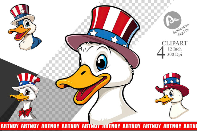 Duck Patriotic Clipart Sublimation artnoy 