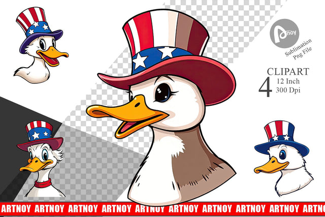 Duck Patriotic Clipart Sublimation artnoy 