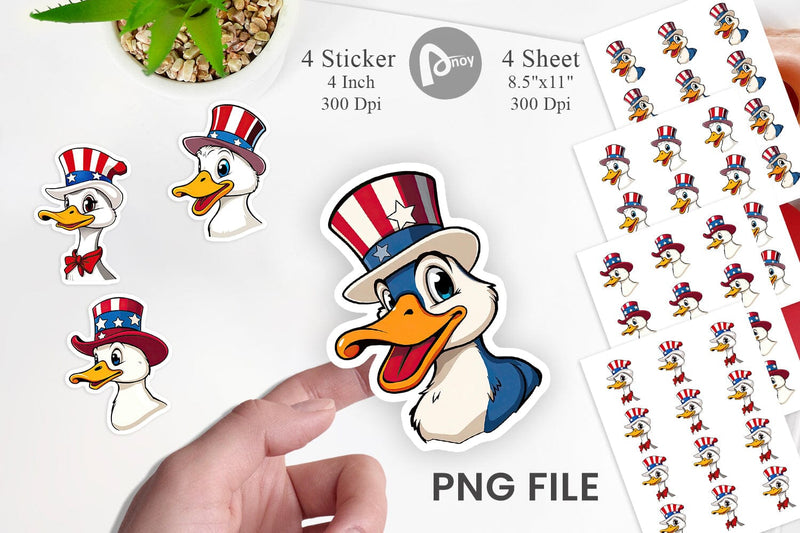 Duck Patriotic Sticker Sublimation artnoy 