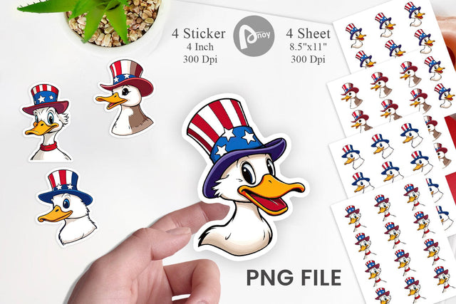 Duck Patriotic Sticker Sublimation artnoy 