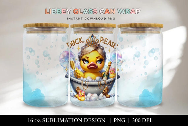Duck, Please! Cute Sassy Yellow Rubber Duck Glass Can Wrap Sublimation BijouBay 