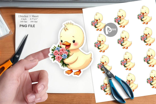Duck Spring Bouquet Sticker Sublimation artnoy 