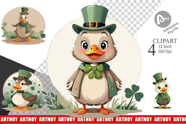 Duck St. Patrick Clipart Sublimation artnoy 