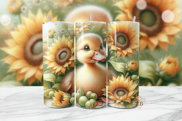 Duck Sunflowers Tumbler Wrap Sublimation Design Sublimation BijouBay 