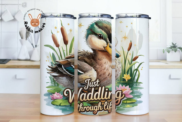 Duck Tumbler Wrap PNG Cute Flower, Cute Duck Animal Lover 20Oz Skinny Tumbler Sublimation Design Sublimation Rabbitmakies 