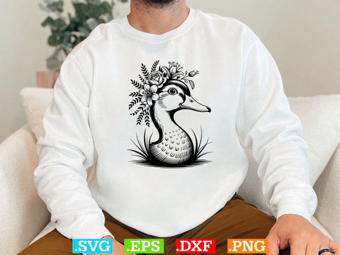 Duck With Flowers Svg Bundle, Cute Duck Svg, Cute Bird Svg SVG Creativeart88 