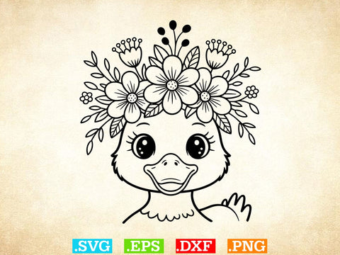 Duck With Flowers Svg Bundle, Cute Duck Svg, Cute Bird Svg SVG Creativeart88 