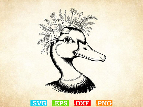 Duck With Flowers Svg Bundle, Cute Duck Svg, Cute Bird Svg SVG Creativeart88 