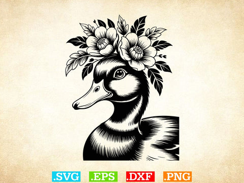 Duck With Flowers Svg Bundle, Cute Duck Svg, Cute Bird Svg SVG Creativeart88 
