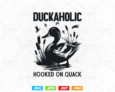 Duckaholic Hooked on Quack Funny Duck Hunting Svg Png, Duck Hunting Gifts for Men, Svg Files for Cricut Silhouette Decal, Instant Download SVG DesignDestine 