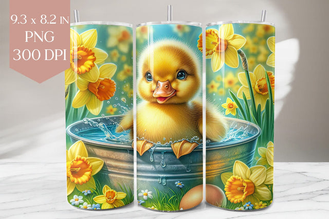 Duckling in Bathtub Spring Tumbler Wrap Sublimation BijouBay 