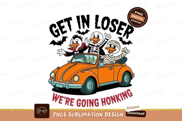 Ducks Halloween Car Ride costume vampire Sublimation Designangry 