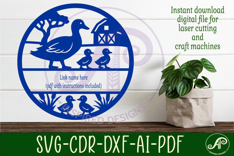 Ducks on the farm name sign design for laser cutting SVG APInspireddesigns 