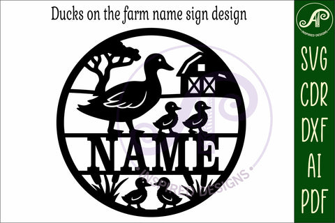 Ducks on the farm name sign design for laser cutting SVG APInspireddesigns 