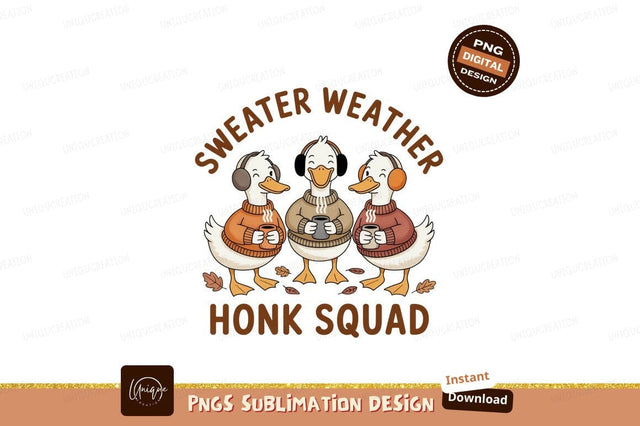 Ducks wearing sweaters holding coffee cups autumn Sublimation Designangry 
