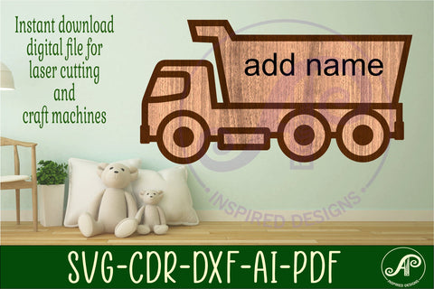 Dump truck outline construction vehicle name sign SVG APInspireddesigns 
