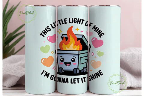 Dumpster Fire 20oz Tumbler Wrap Sublimation PixelChick 