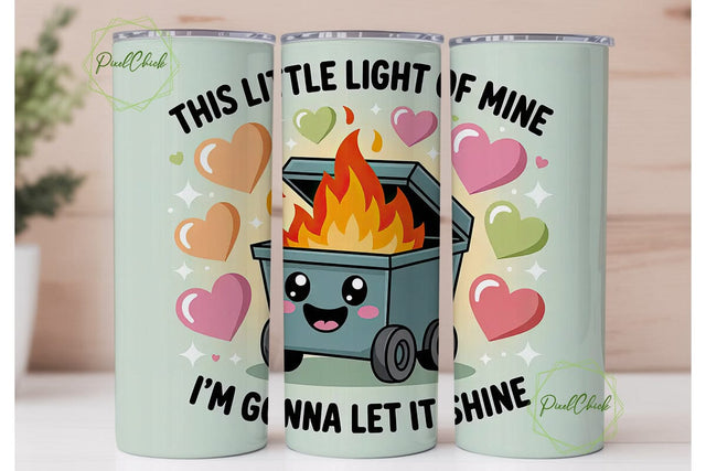 Dumpster Fire 20oz Tumbler Wrap Sublimation PixelChick 
