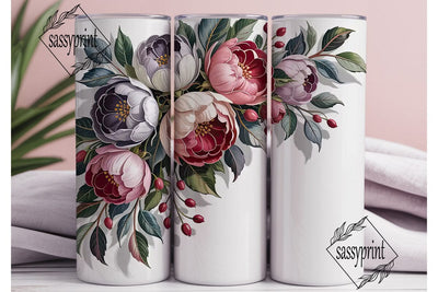 Dusty Rose Floral 20oz Tumbler Wrap Sublimation sassyprint 