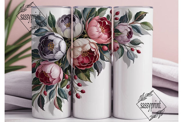 Dusty Rose Floral 20oz Tumbler Wrap Sublimation sassyprint 