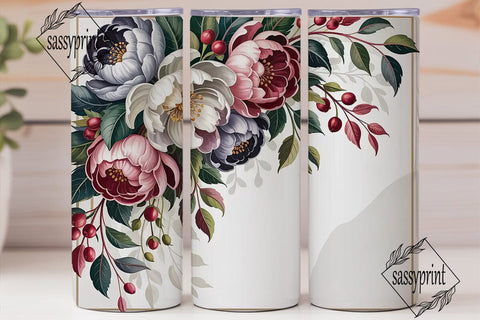 Dusty Rose Floral 20oz Tumbler Wrap Sublimation sassyprint 