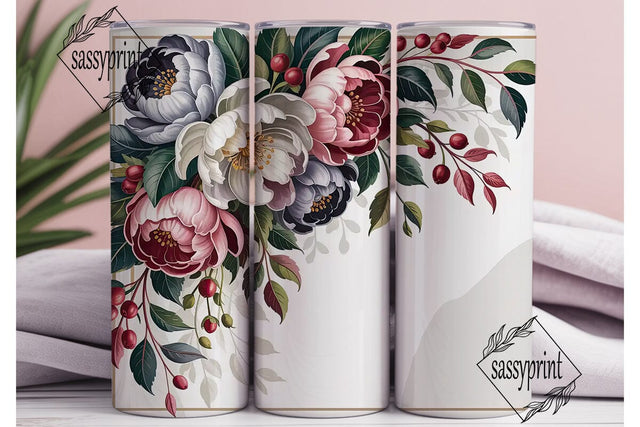 Dusty Rose Floral 20oz Tumbler Wrap Sublimation sassyprint 