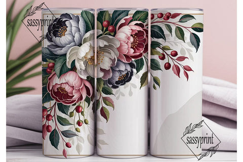 Dusty Rose Floral 20oz Tumbler Wrap Sublimation sassyprint 