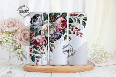 Dusty Rose Floral 20oz Tumbler Wrap Sublimation sassyprint 