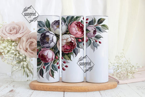 Dusty Rose Floral 20oz Tumbler Wrap Sublimation sassyprint 
