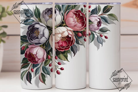 Dusty Rose Floral 20oz Tumbler Wrap Sublimation sassyprint 
